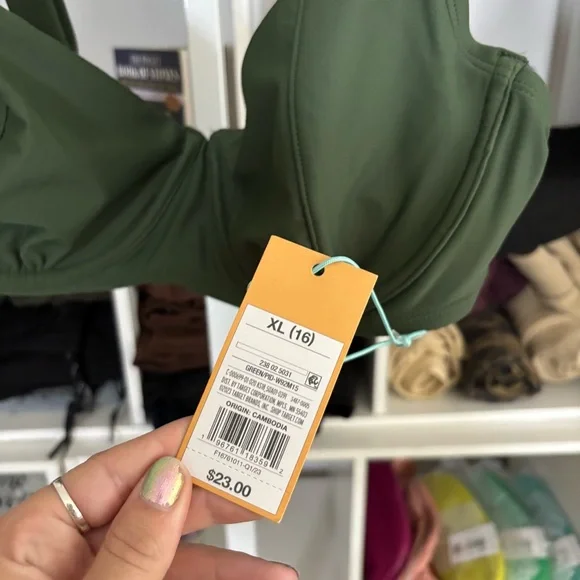 KONA SOL Women's Swim Top NWT Olive Green Size XL - Picture 2 of 5